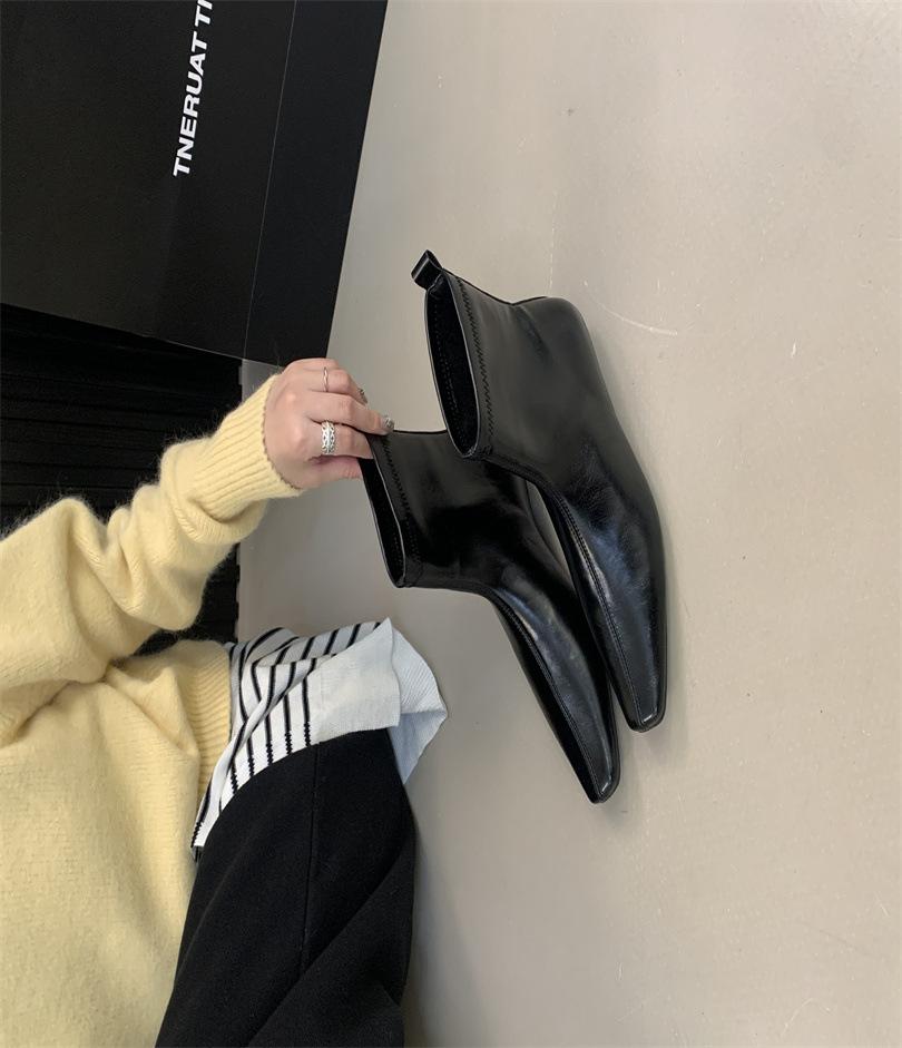 Pointed Short Boots Women's 2025 Autumn and Winter New Boots Thick Heel Short Women's Boots Niche Thin Boots High Heels Martin Boots
