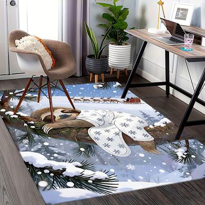 1pc Sloth Snowflake Chair Mat Anime Cartoon Design, Festive Gift, Non Slip Carpet for Office and Home Decor