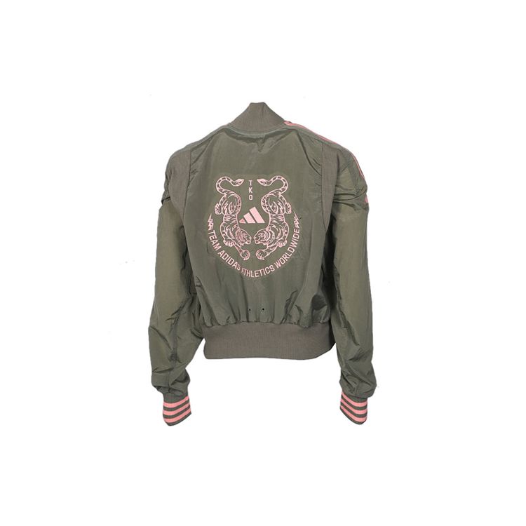 Adidas Vrct Jacket With Tiger Embroidery And Striped Solid Color Zipper Loose Fit Unisex Outerwear Artifact-Green FI6720