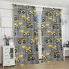 Set Of 2 Cartoon Fun Various Engineering Vehicle Printed Curtains Pole Bag Home Decoration Room Curtain Polyester