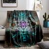 Mandala Pattern blanket with Vibrant Floral Design in Blue and Purple blanket, suitable for use in the bedroom, living room, on the sofa