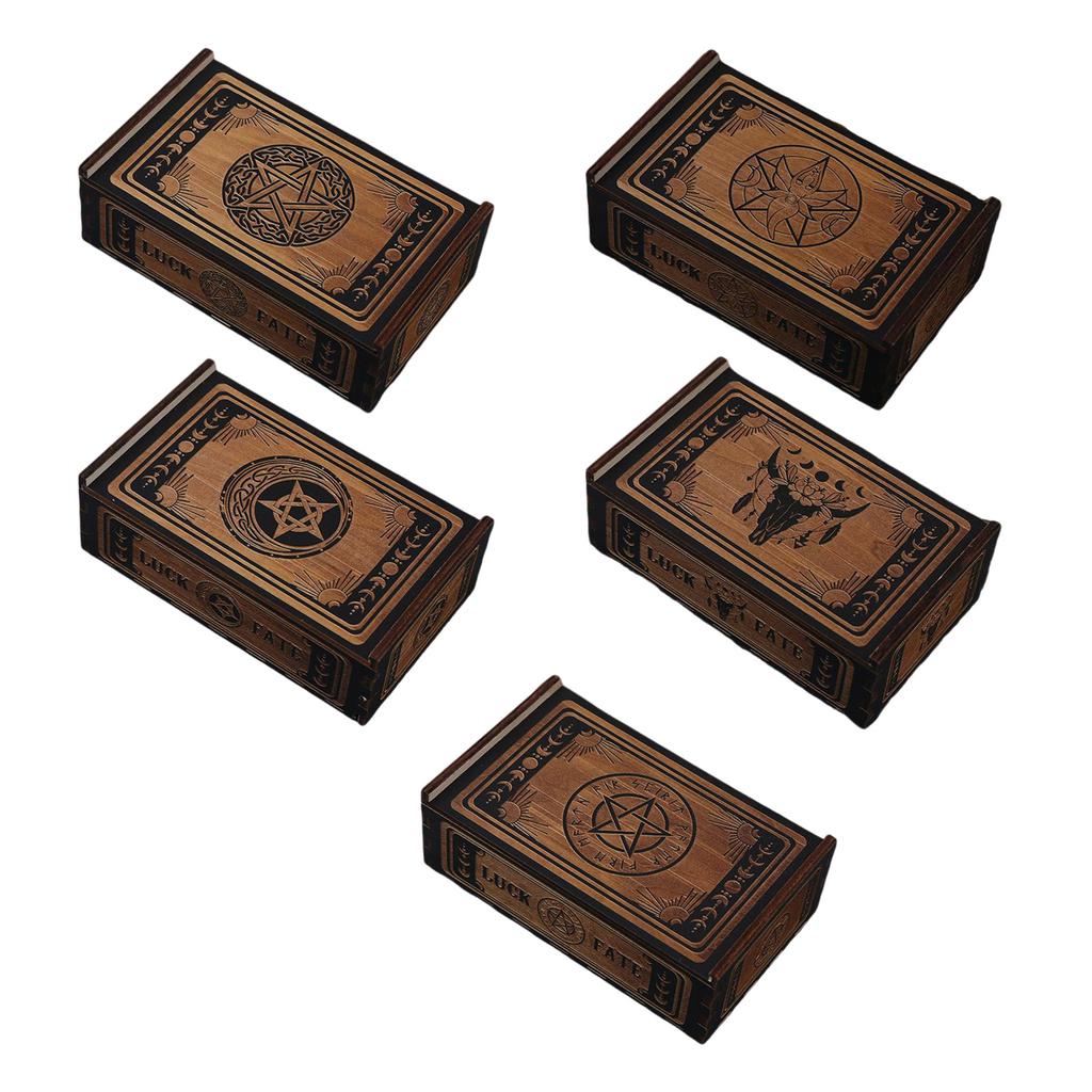 Wood Tarot Card Storage Case Portable Tarot Cards Box Astrologys Divination Storage Case Push Pull Card Container