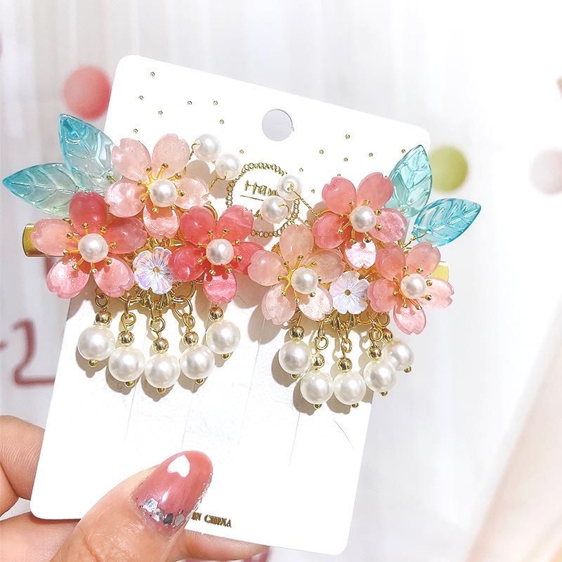 Ancient Style Children's Hanfu Hairpin with Tassel and Forehead Chain