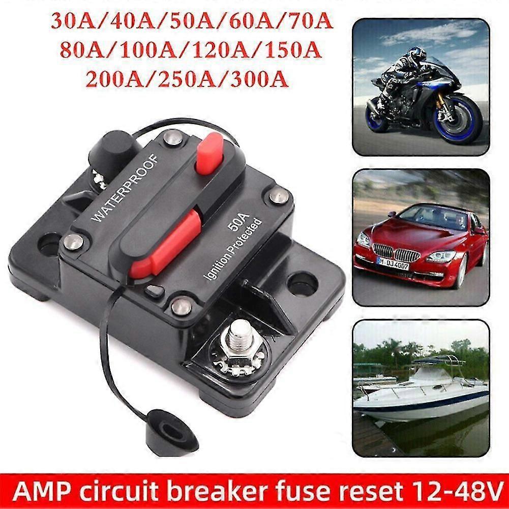 Waterproof Auto Reset Fuse 30A 300A DC Circuit Breaker Car Boat