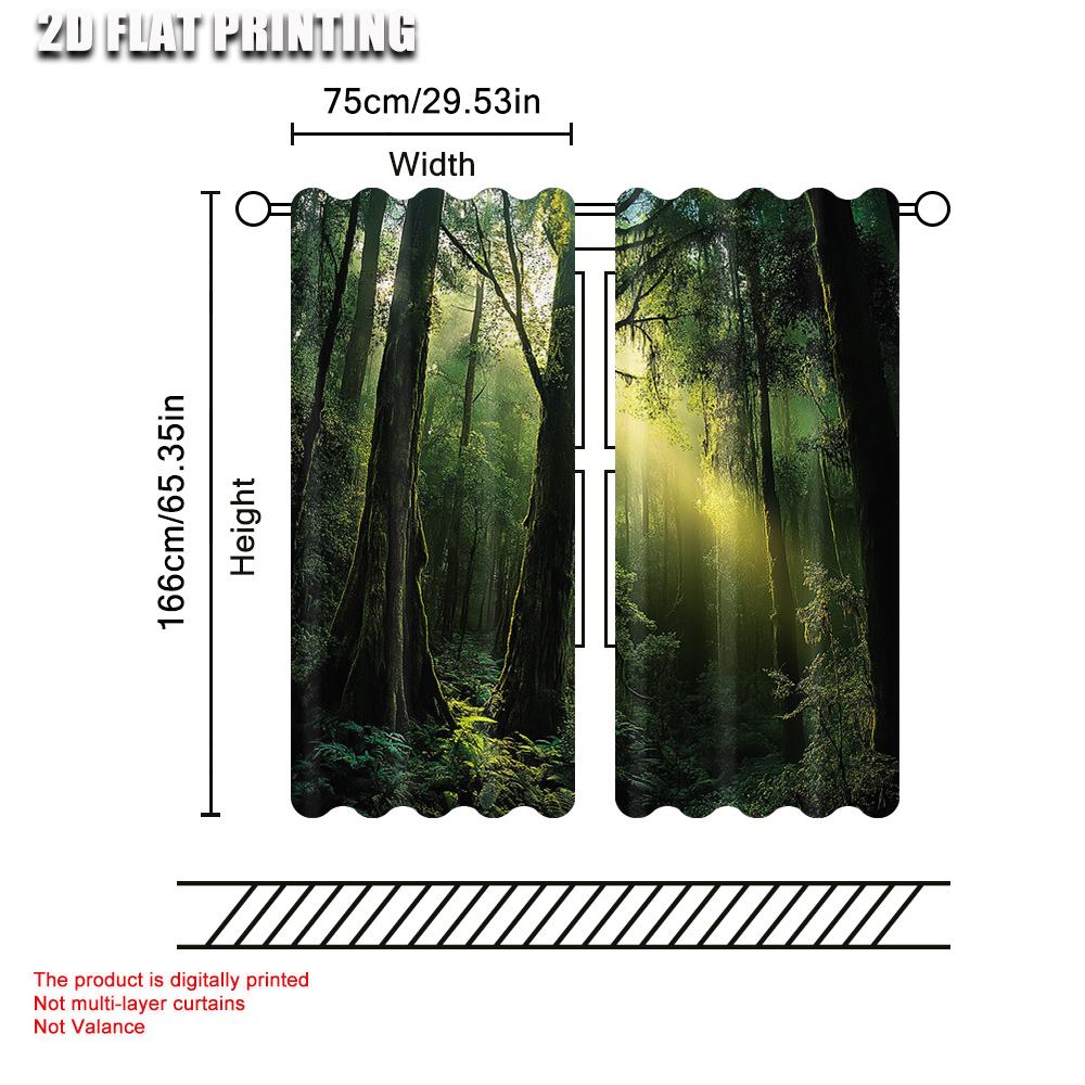 Window Curtains Forest Trees Durable Polyester Without Electricity Festive Holiday Use Home Daily Decor Curtain