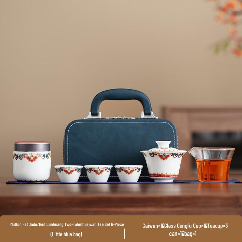 Red Dunhuang Ceramic Gaiwan Tea Set