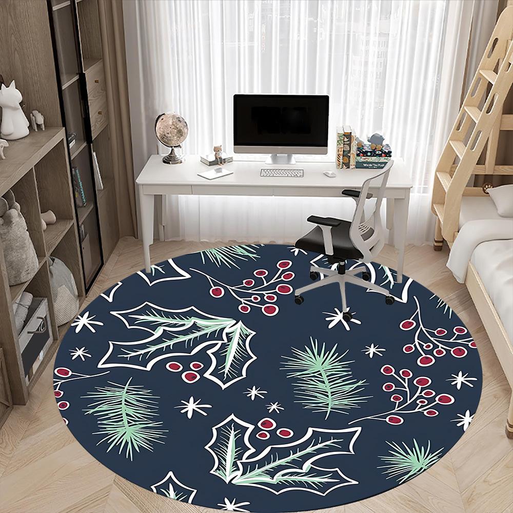 1pc Winter festive pattern Office Round Rug, Non-slip, Soft and Durable Office Rug for Interior Decoration, Perfect for Office, Beautiful Decoration y