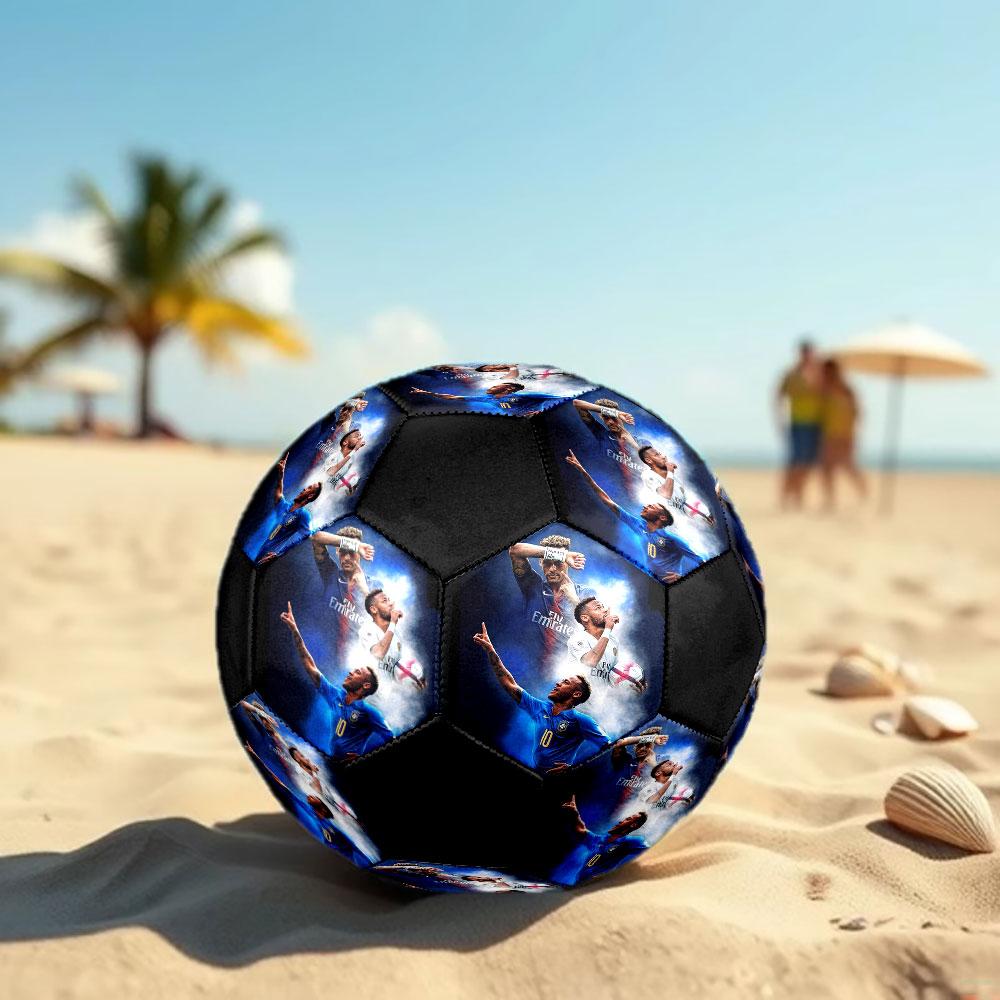 Neymar Printed Size 5 Soccer Ball, Machine-Stitched PVC, Durable & High Bounce, All Ages Fit, Fan Merchandise, Matches & Outdoor Use.