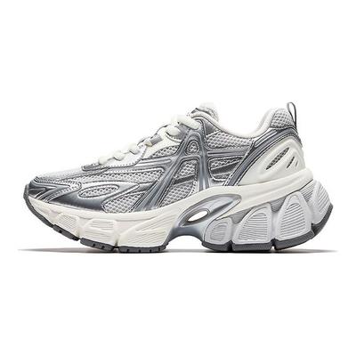 Skyloft Hverdag Mote Trendy Myk Såle Høydeøkende Lav Topp Livsstilssko Dame sneakers Sky-Grå Sølv Elfenbenshvit 122548803-1