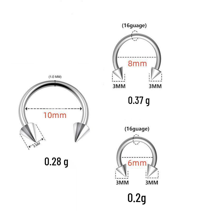 Stainless Steel C-Shaped Horseshoe Nose Ring and Stud Earrings for Body Piercing