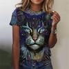 Funny Cat 3d Printed Women's T Shirts Summer Fashion Animal Print Short Sleeve Tees Girl Kawaii Y2k Top Clothes Female Clothing