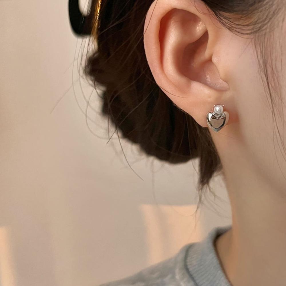 

Медные памятные вещи Глянцевая мода Любовь Серьги Корейский стиль Аксессуары Женские аксессуары Жемчуг