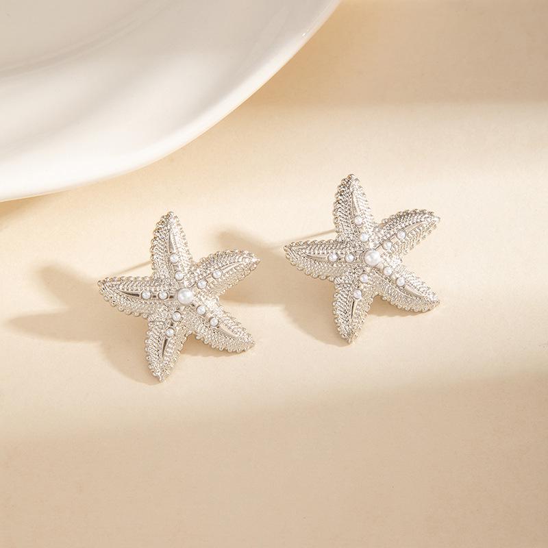 European & American Holiday Beach Starfish Jellyfish Crystal Alloy Earrings