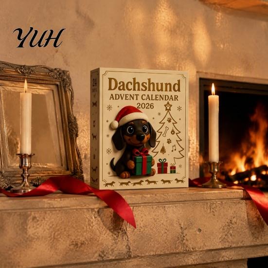 Christmas Gifts for Relatives 2026 Dachshund Advent Calendar, 24 Days 3D Collectible Dog Figures, Holiday Party Scene Props Puppy Ornaments Countdown