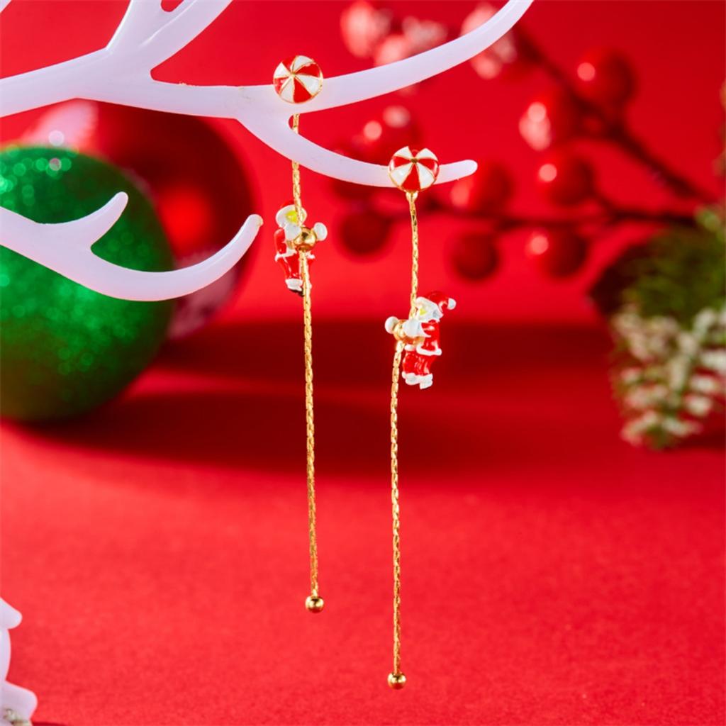 Christmas Crawling Santa Claus Earrings For Women Men Xmas Hat Glove Candy Snowflake Star Fringe Dangle Creative Holiday Jewelry