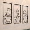 Framed Coffee Cup Metal Wall Art Vintage Iron Wire Cup Bar Decor Cafe Themed Wall Hanging Sign for Restaurant Kitchen Shop Home Office