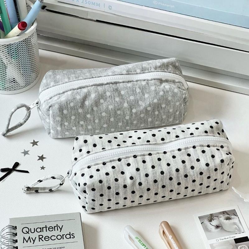 Moderne schlichte Pünktchen-Design Federtasche Große Kapazität Schüler-Schreibwarentasche Reise-Kosmetiktasche Aufbewahrungstasche
