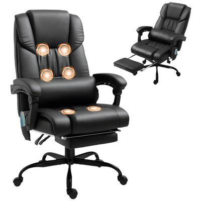 Office Chair Ergonomic with Massage Function, Desk Chair with Footrest, High Backrest, Lumbar Support, Black
