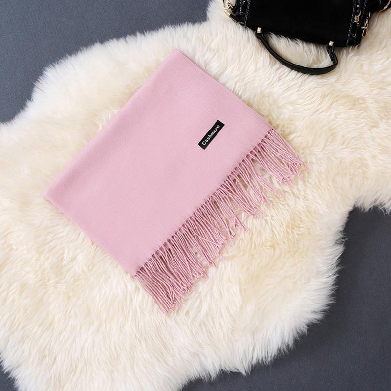 Thick Cashmere Solid Color Shawl Warm Scarf with Tassels Gifts for Women