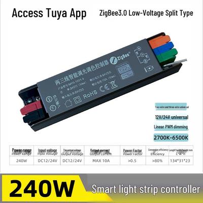 Tuya App ZigBee 3.0 Flicker-Free 240W Low Voltage Smart Light Strip with Dimming Controller