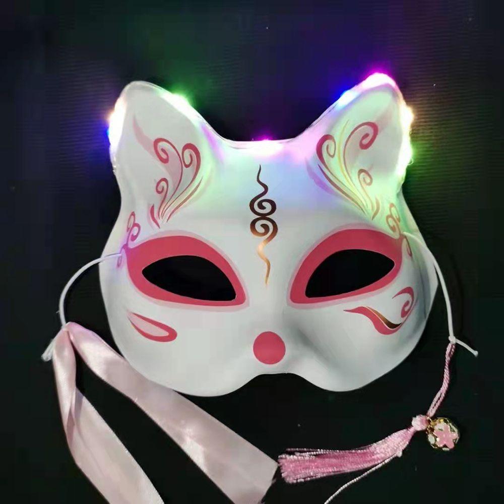 Rekvizity Half Face with Bells Kitsune Masky Zářící masky Kostýmy Party Mask Maska pro kočky Cosplay Rekvizity