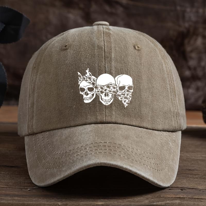 Skull Print Baseball Cap Multifunctional Outdoor Leisure Fishing Cap Travel Sun Visor Duckbill Cap