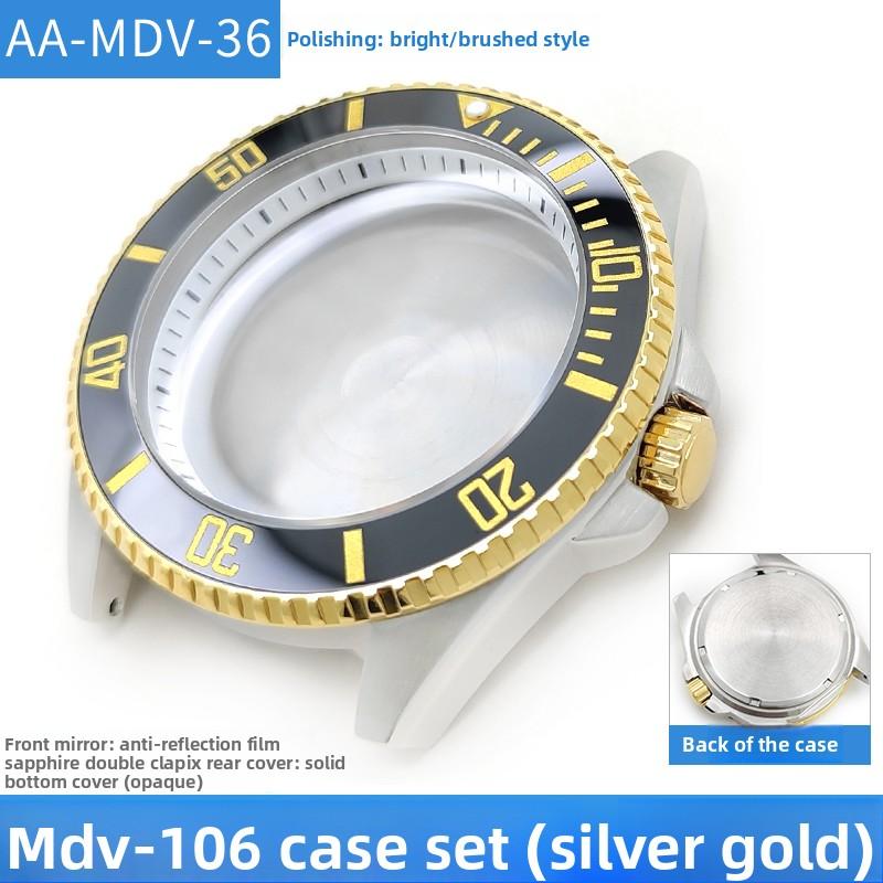 MDV106 Metal Case Film Bezel Bumper Armor For Casio MDV-106 Stainless Steel Crown Caseback Sapphire Glass Men Watch Accessories