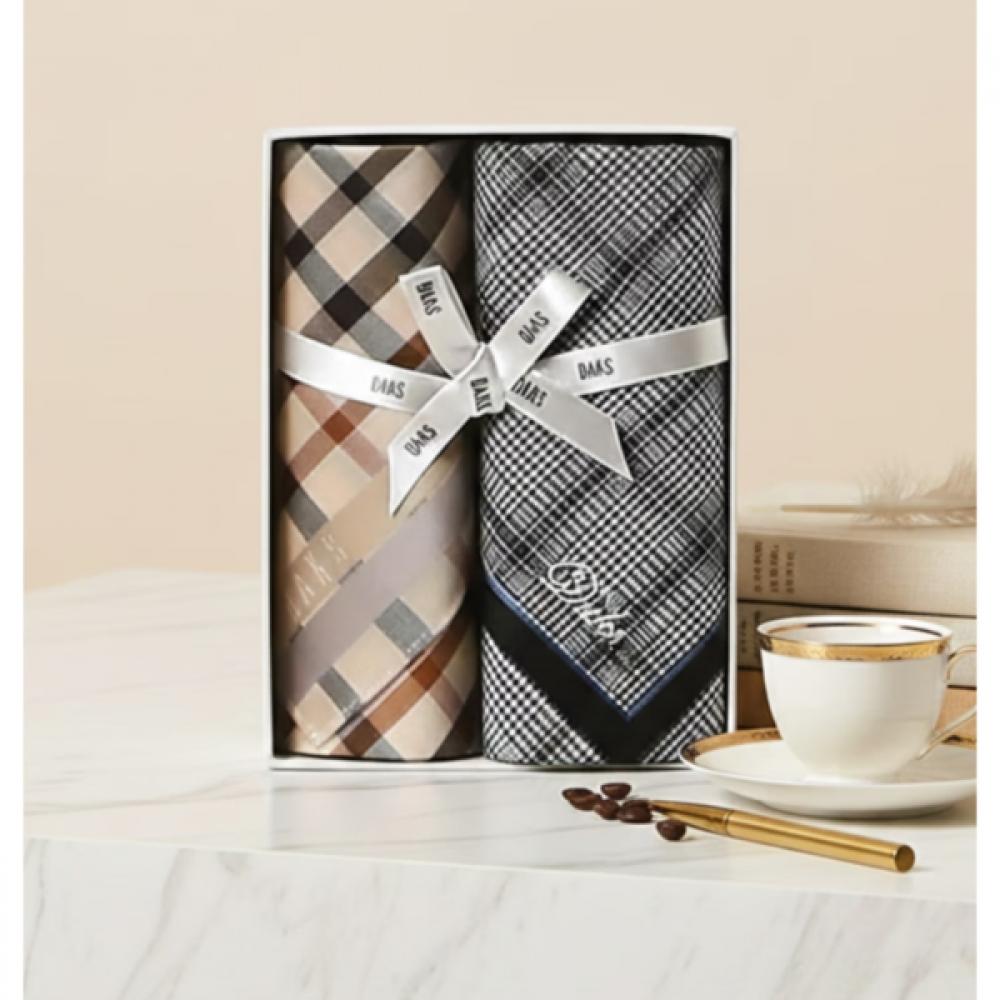 Daks Cotton Handkerchief 2 Piece Set Beige Black Dcha6e099mu Single option