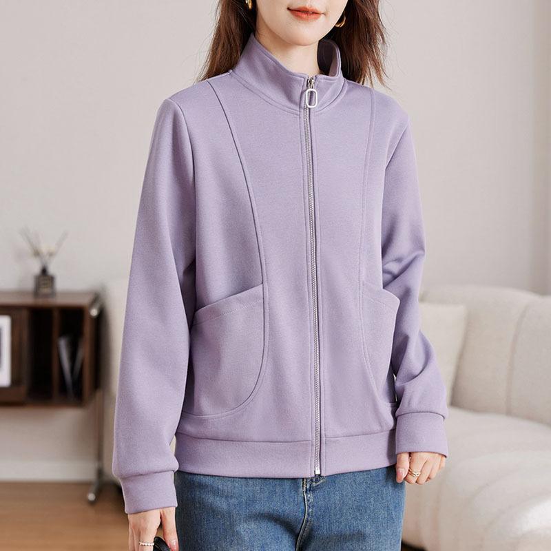 

Женский осенне-зимний тонкий свободный топ с воротником-стойкой L фиолетовый