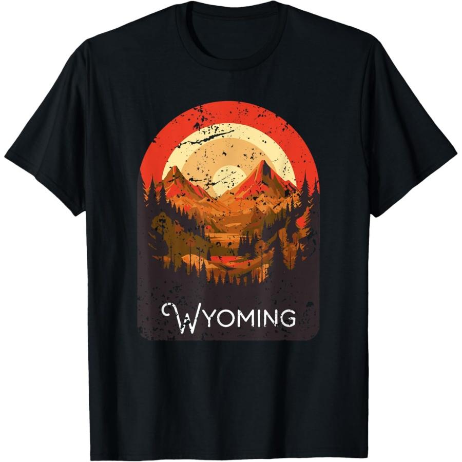

Vintage Wyoming Shirt Distressed Sunset Mountains Wyoming T-Shirt XXXXXL чорний