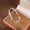 Natural Baroque Pearl Bracelet Dopamine Square Diamond-Inlaid French Light Luxury Retro