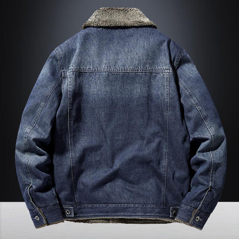 Denim Jacket Men's New Winter Velvet Thickening Loose Large Size Men's Tops Lamb Velvet Cotton Jacket
