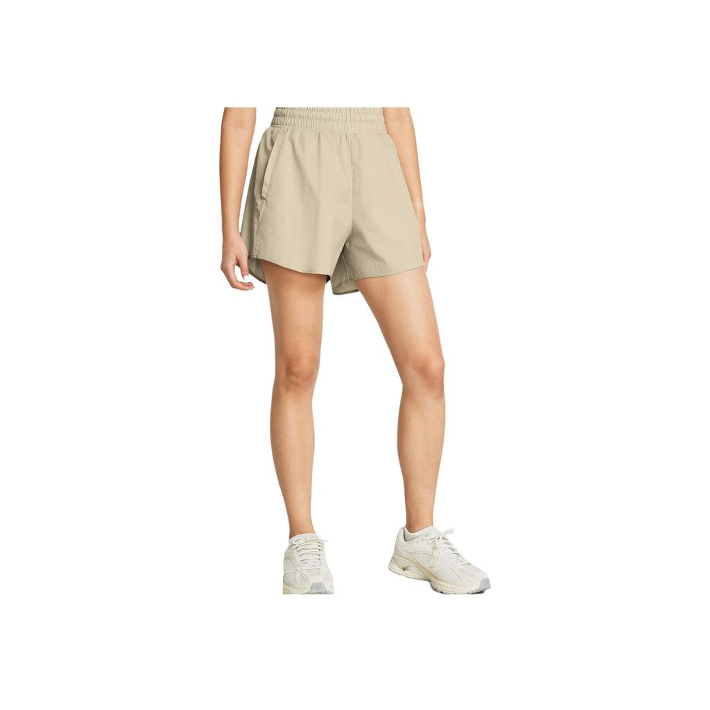 Under Armour UA Vanish 5" Crinkle Solid Color Lace-Up Mid-Rise Casual Shorts Women Shorts Khaki 1385952-203