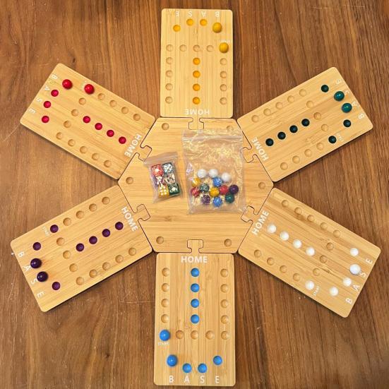Marble Board Game Kit Eco-friendly Compact Portable Easy to Use Classic Strategy Wooden Board Game Entertainment Tool