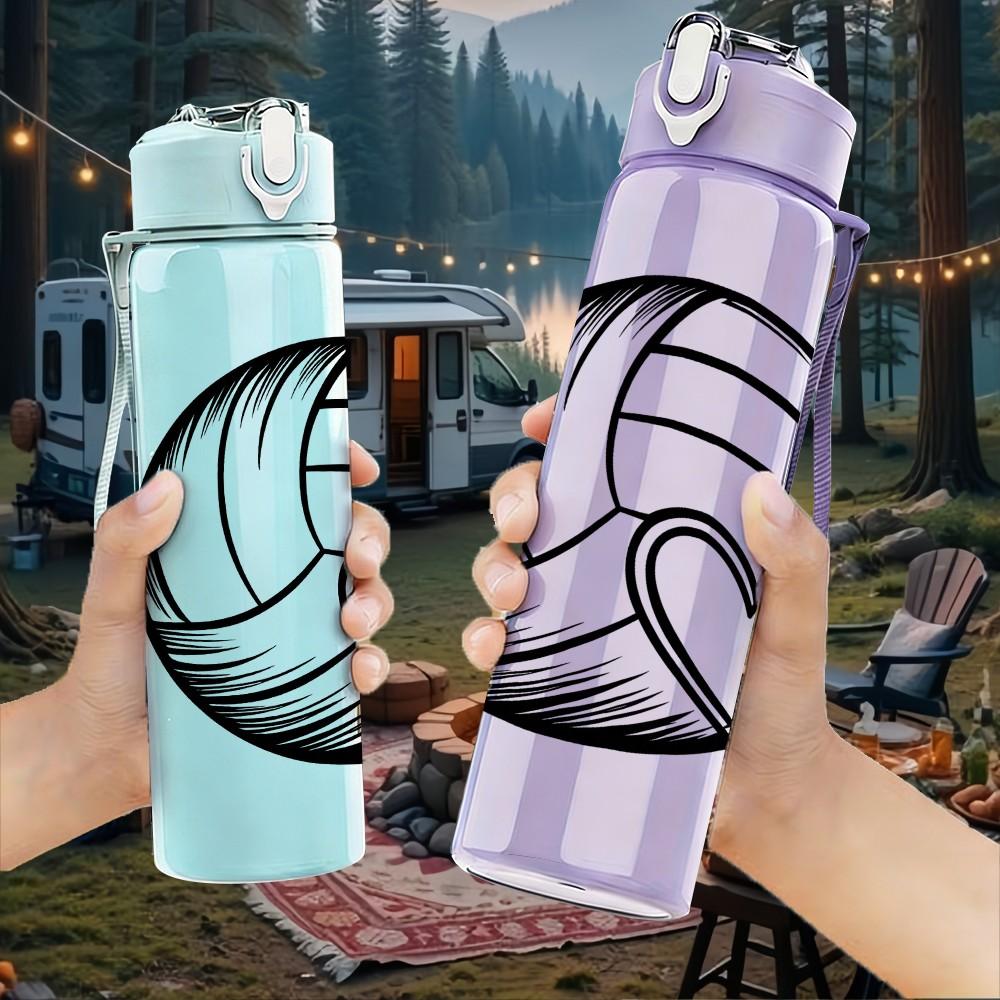 1PC Volleyball Heart Sport Print 750ml Color Plastic Sports Water Bottle Leakproof Flip Straw Lid Suitable for Sports Office Home Use