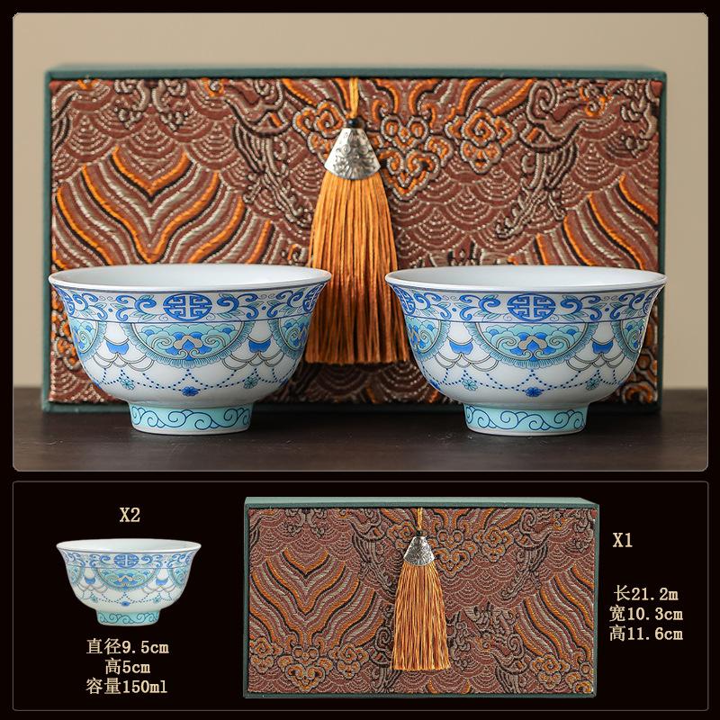 Blue and white bucket color tea cup New Chinese ceramic personal master cup Home office hospitality tea set Press hand small teacup