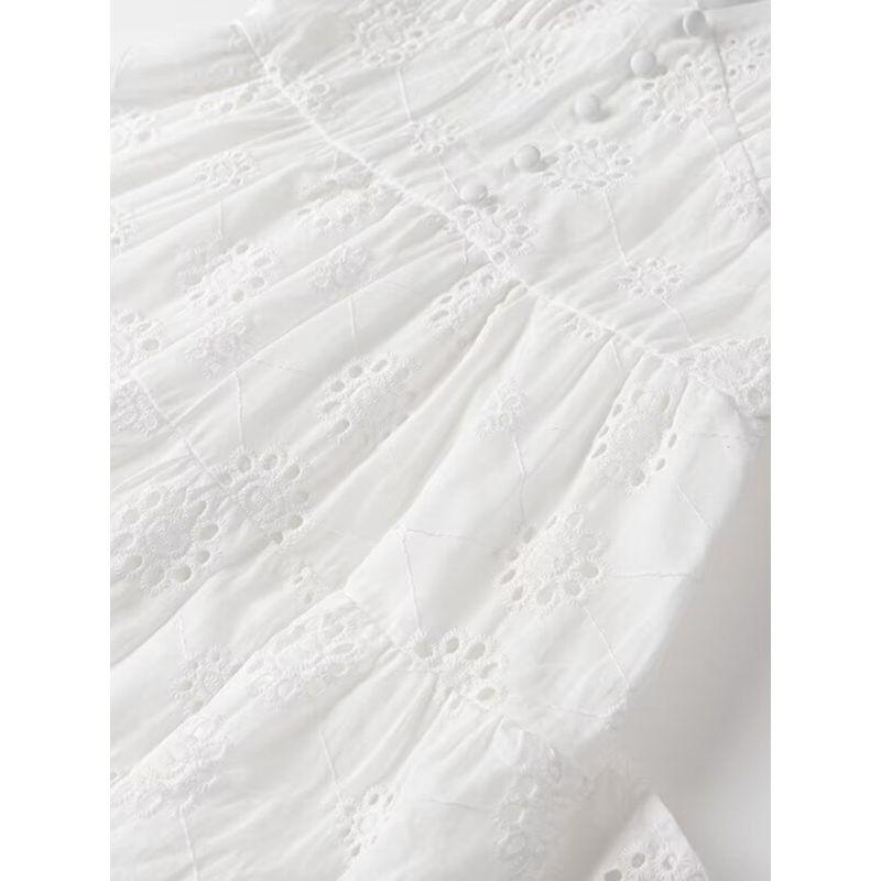 Kaslead New Arrival Women's Clothing Fashion Style Fashion Casual Minimalist Cotton Cloth Embroider V-neck Strap Dress