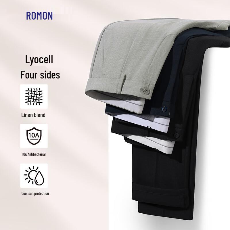 Romon Men's Lyocell Linen Straight Casual Pants