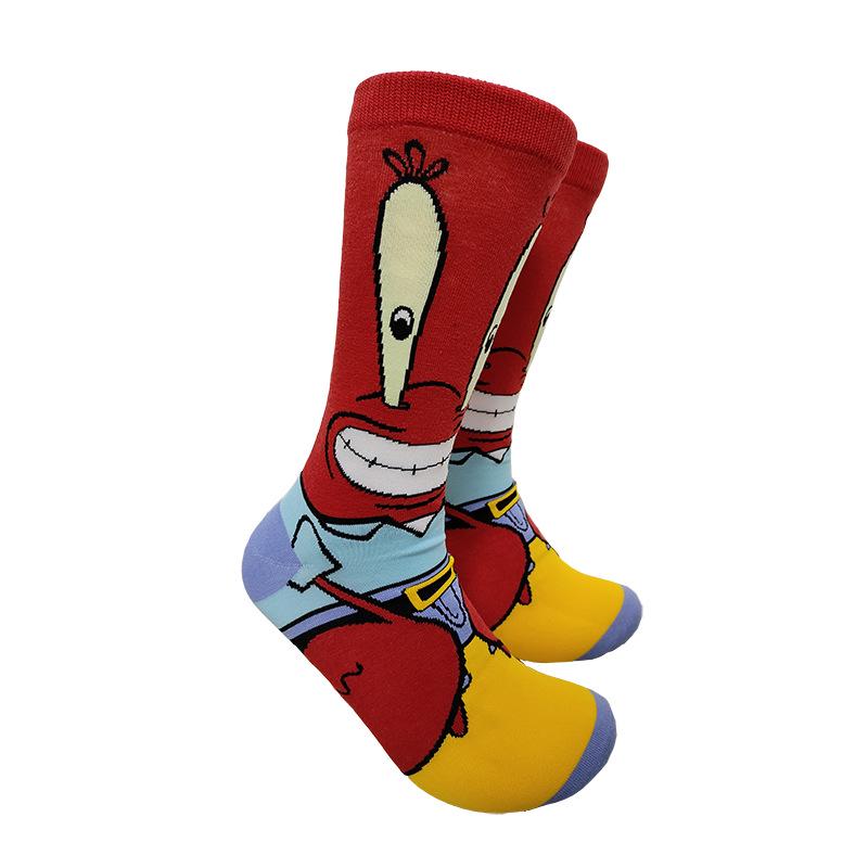 SpongeBob Cartoon Anime Mid-Calf Cotton Socks - Trendy European and American Style