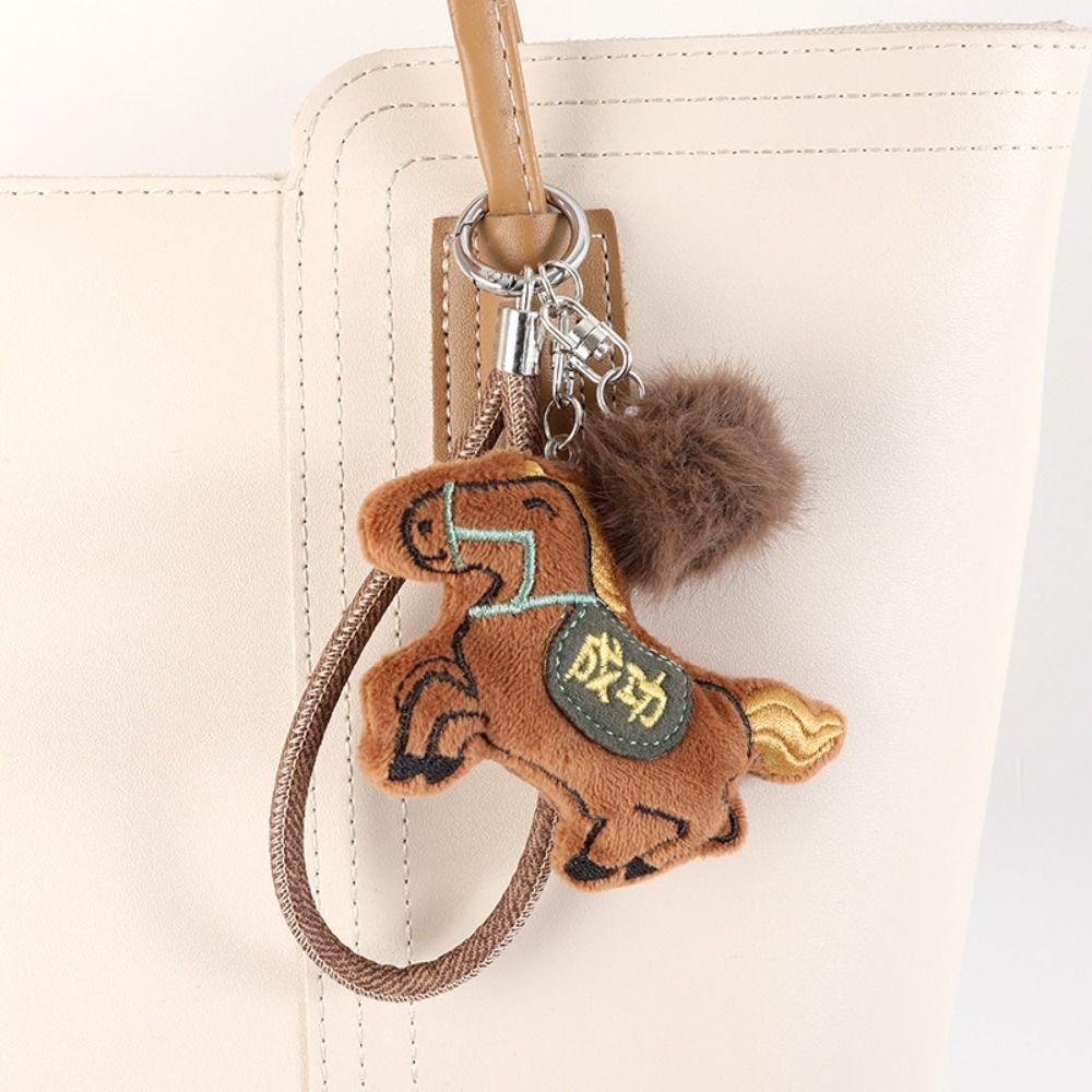 Soft Stuffed Animal Keyring Creative Plush Horse Doll Pendant Mini Horse Keychain  Festive Decor