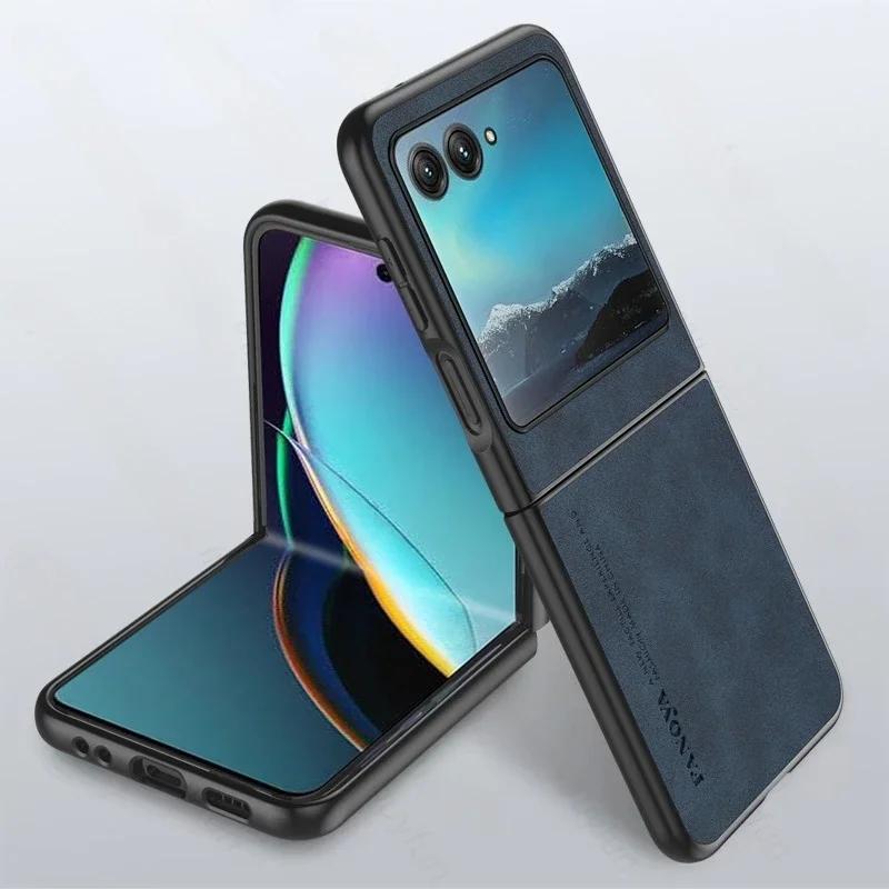 Lambskin Leather Cover for Motorola Razr 60 Ultra /25 Razr 60/50/40 Ultra 60 Ultra Shockproof Hard Plastic Phone Case