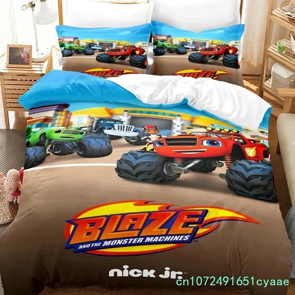 3D Print Blaze N Monster Machines Bedding Set Cartoon Duvet Cover Double Twin Full Queen King Adult Boys Bedclothes Quilt Cover