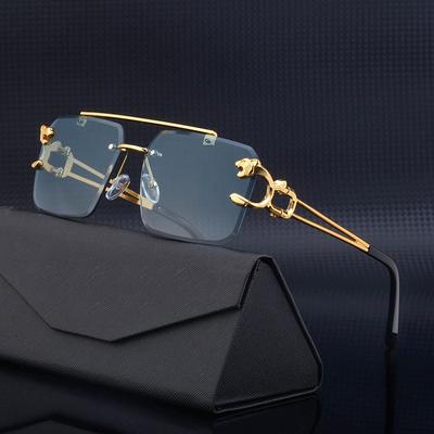 Luxus Quadrat Sonnenbrille Mann Frau Marke Designer Vintage Randlose Sonnenbrille Männlich Weiblich Mode Retro Spiegel Oculos De Sol