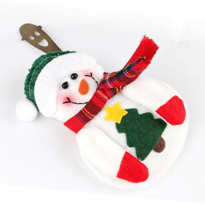 8PCS Santa Snowman Silverware Holder Pocket Holiday Party Christmas Home Decor