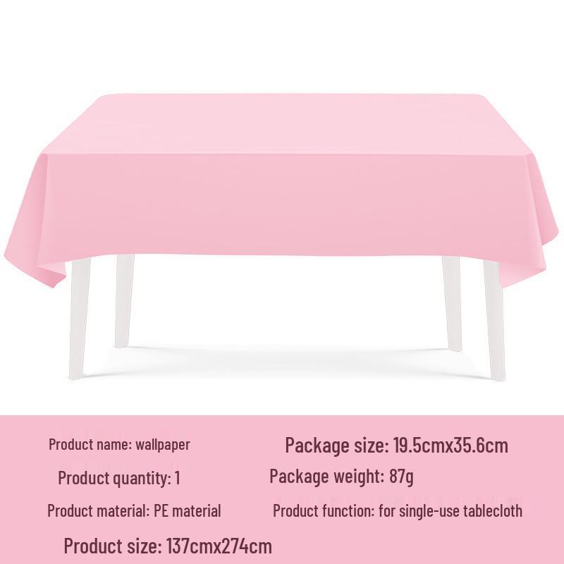 Birthday Party Tableware Set: Light Pink Napkins, Paper Cups, Plates & Tablecloth.
