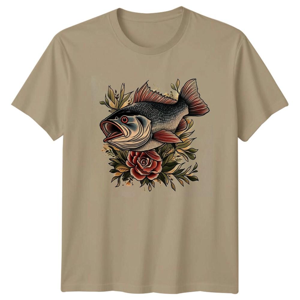 Fish Flower Art Animals Unisexs TShirt Fishing Graphic Tee For Unisex S