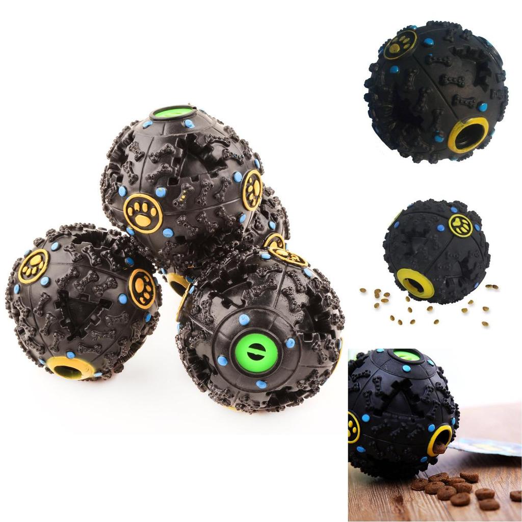 Exciting Black Squeaky Treat Dispensing Ball For Dogs Perfect For Chewing And Dental Health