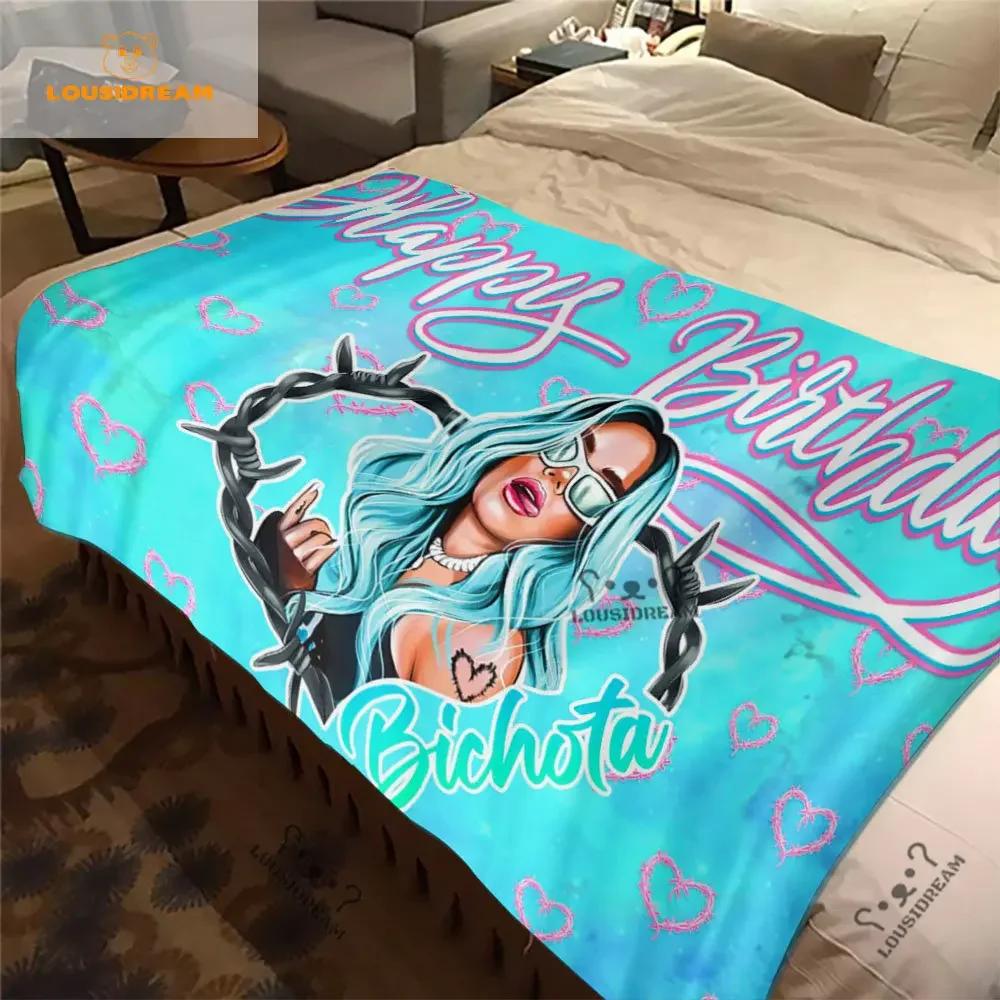 Karol G Bichota Blanket Personalized Warm Plush Cozy Home Girl Throw Blanket for Beding Comfortable Couch Lightweight Blanket