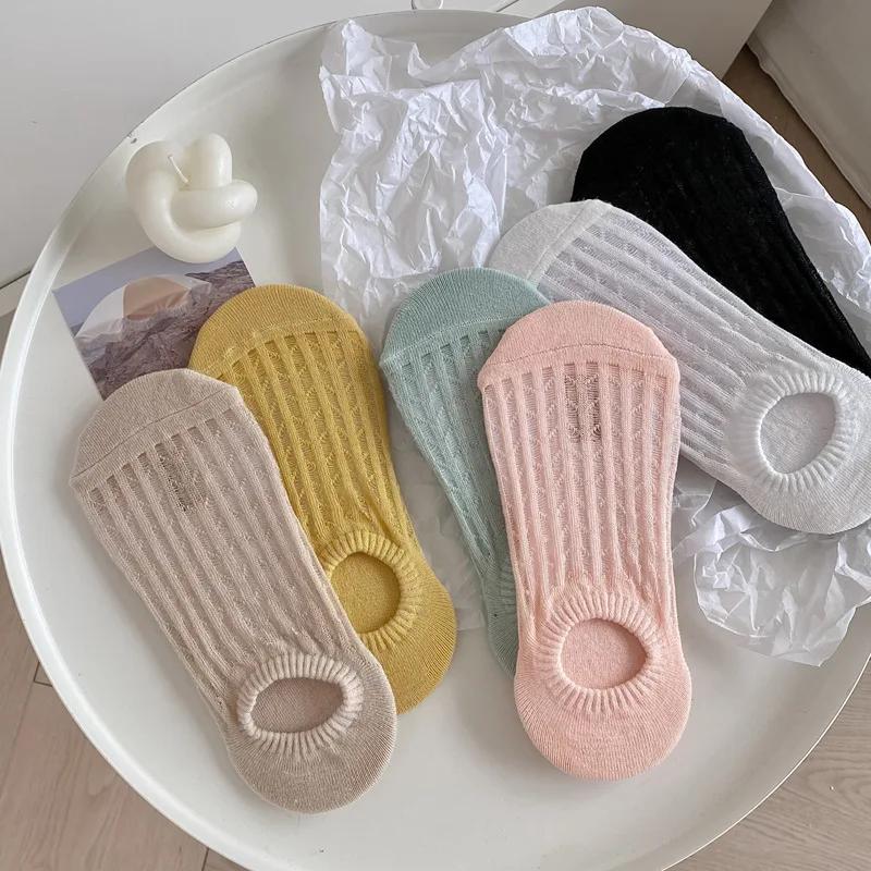 

6 пар женских летних носков-лодочек, тонкие сетчатые дышащие однотонные универсальные носки, женские нескользящие невидимые неглубокие носки для лодочек