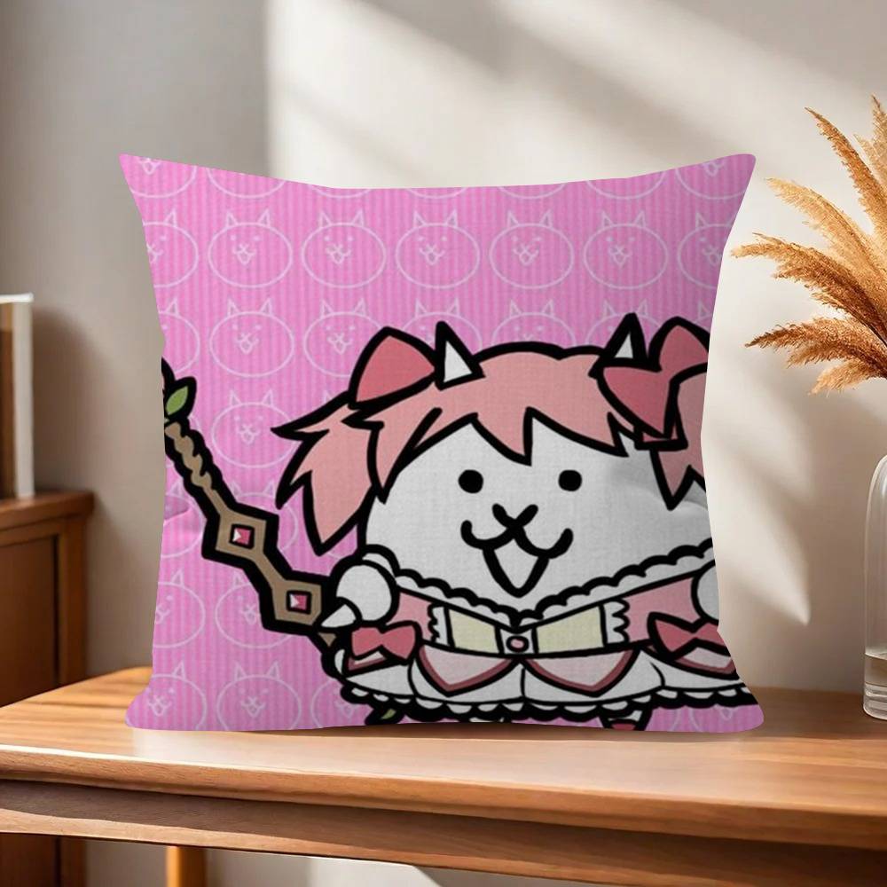Game BBattle Cats Anime  Cushion Cover Inches Farmhouse Decor Home Throw Pillow Covers for Couch Decorations
